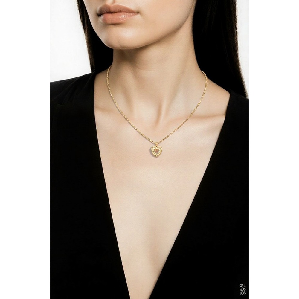 18K Gold Plated Heart Pendant Necklace 316L Stainless Steel Coffee Bean Chain - Picture 5 of 5